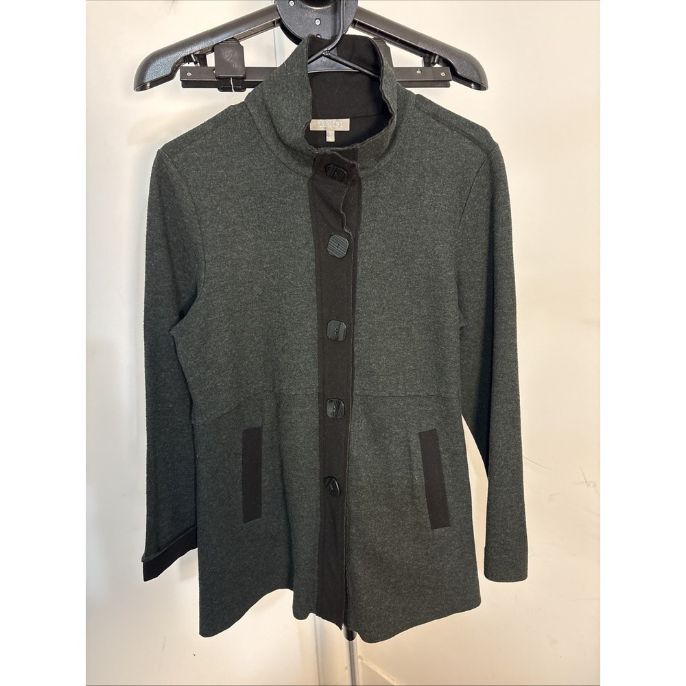 Habitat Clothes To Live In Felt Coat‎ Stretch Jacket Soft Stand Neckline Green S